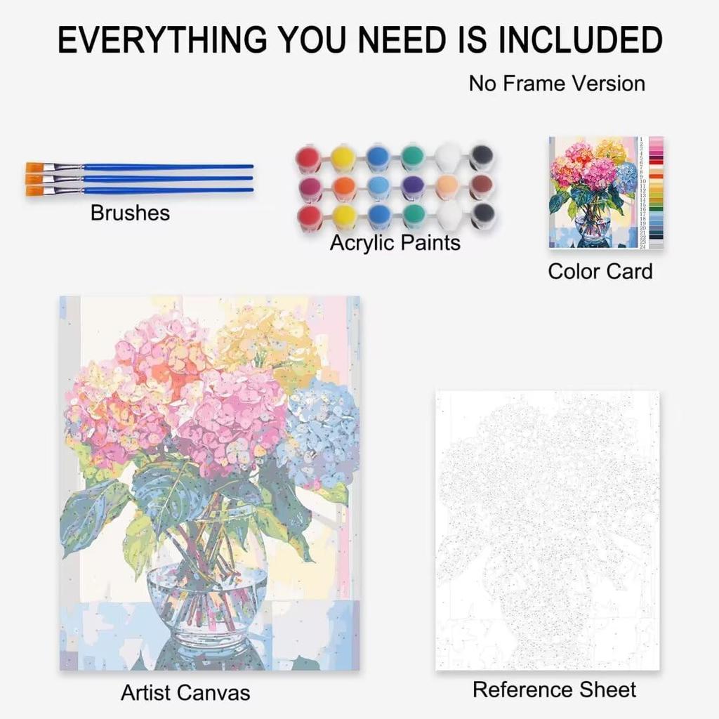 Tulip DIY Paint by Numbers for Adults Flower Leaves DIY Digital Oil Painting Acrylic Paint Leisurely Painting Kits Canvas Wall Art Colorful Flower