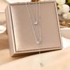Women's Silver Titanium Steel Necklace with Micro-Inlaid Zircon - Elegant, Durable Clavicle Chain Jewelry