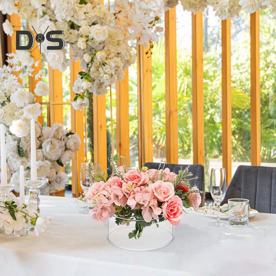 1/3/6Pcs Round Clear Acrylic Vase 12 Holes Wedding Party Dining Table Centerpiece Decoration Hydroponic Flower Holder Transparent Container