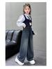 Girls' Stylish Wide-Leg Jeans with Pocket Embroidery - Autumn 2025 Collection