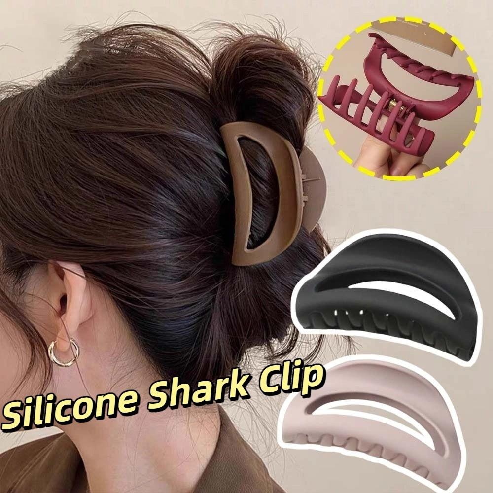 Safe Elastic Plastic Hair Claw Creative Solid Color Shark Clip Fashion Silicone Shark Clip  Daily