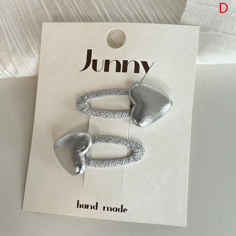 

1 пара серебряных заколок для волос из искусственной кожи, головные уборы, милые блестящие заколки в виде сердечек, звездные аксессуары для волос, украшение для волос, подарок для девочек