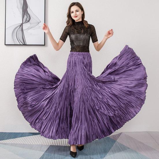 Women Skirt Skirt Elastic High Waist Maxi Pleated Dance Skirt Party