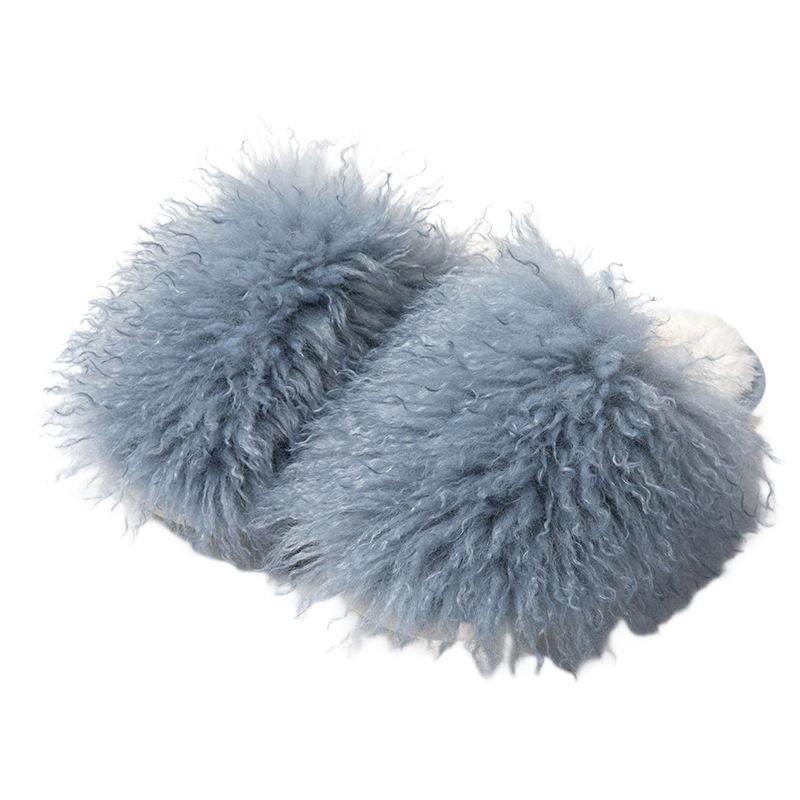 Papuci de bumbac Baotou cu păr lung, papuci de pluș de casă, papuci de pluș de interior colorați bomboană