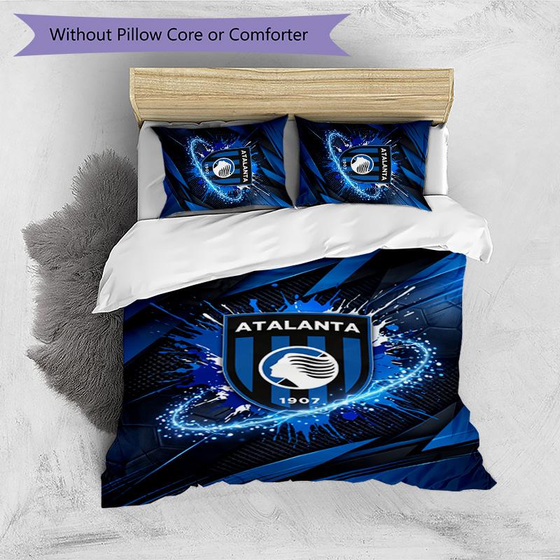 Set Biancheria da Letto Stampato 3 Pezzi Atalanta FC Traspirante Copripiumino con Federe Biancheria da Letto Decorativa per Camera da Letto Casa