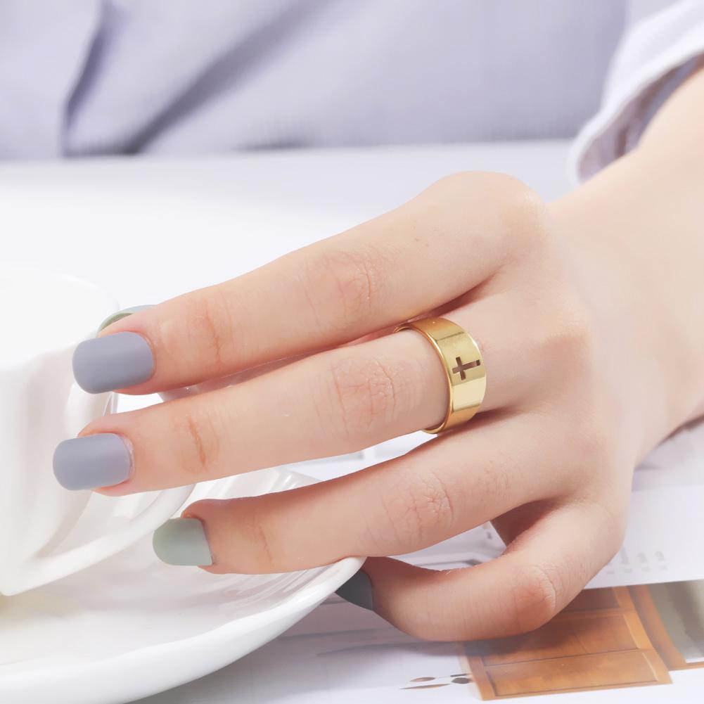 Stainless Steel Cross Rings for Women Men Christian Jesus Finger Rings Supernatural Jewelry Party Birthday Gift