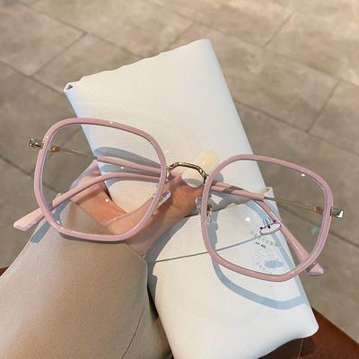 No Makeup Glasses, Women'S Thin And White Flat Glasses, Anti-Blue Light Round Face, Can Be Matched With Myopia Glasses Frame