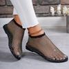 Ladies' Summer Round Toe Sandals with Hollowed Out Internet Celebrity Studded Diamond Short Boots, Sexy Plus Size Flat Shoes, Breathable