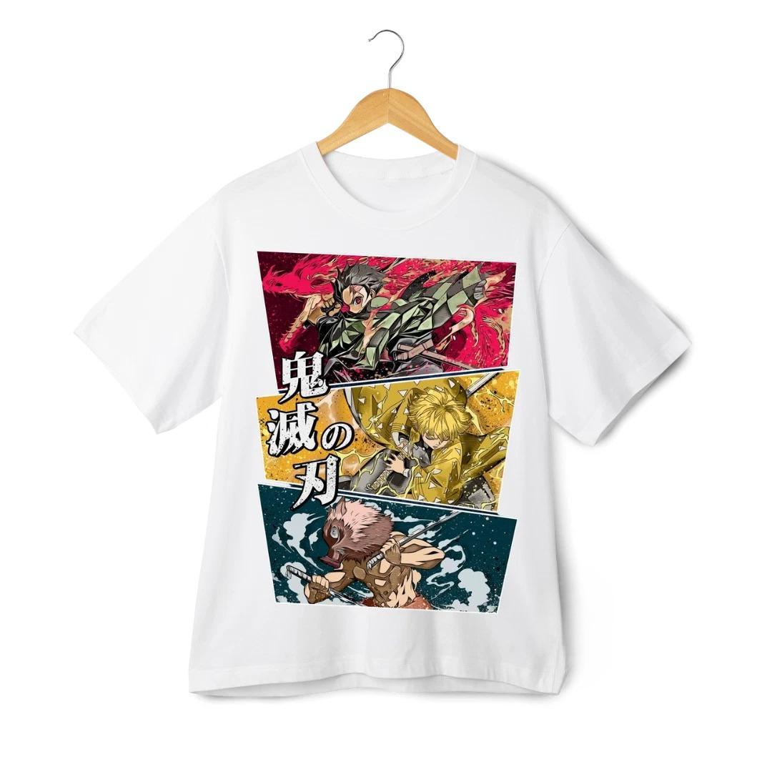 

New 2026 Demon Slayer Anime Graphic TShirt Tanjiro Zenitsu Inosuke Streetwear Tee Summer Unisexs and Womens Tshirt Top S