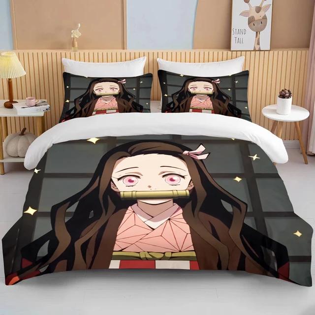 Nezuko Kamado Demon Slayer  Bedding Set Anime Duvet Cover Comforter Bed Linen Single Twin Full Queen Size 3d Kids Girl Boys Gift