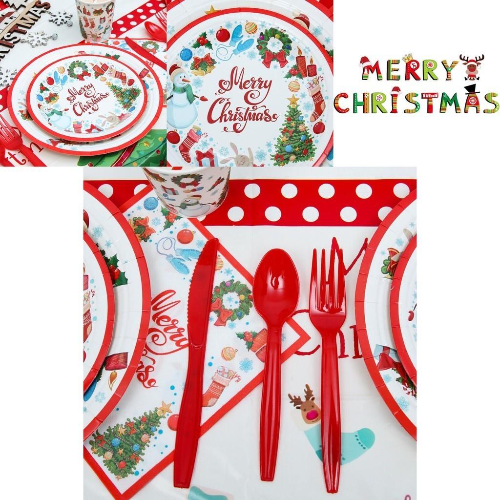 Festive Merry Christmas Santa Claus Themed Party Supplies Set