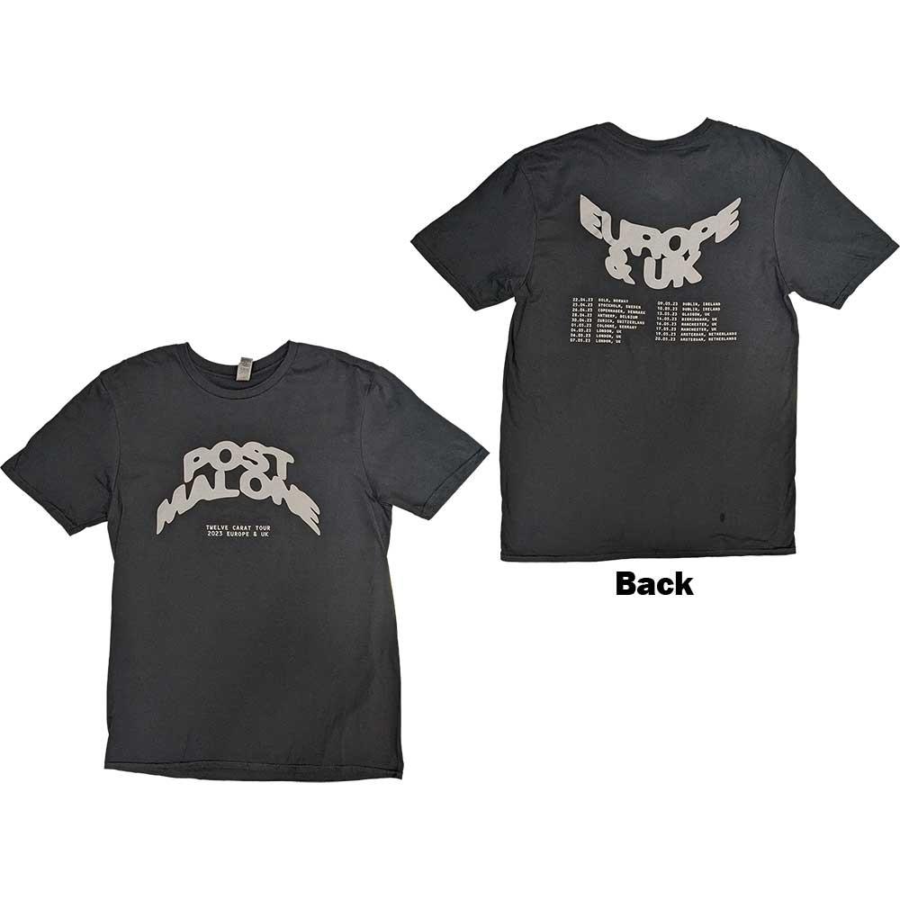 Post Malone T-Shirt: Curved Logo 2023 Tour Dates (Back Print & Ex-Tour) OFFICIAL XXL