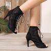 Fish mouth sexy large size cool boots summer lace up high heel sandals size 43