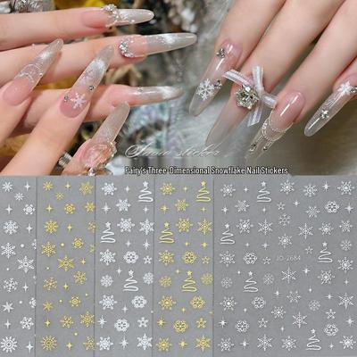 Winter Gold & Silver Snowflake Nail Stickers