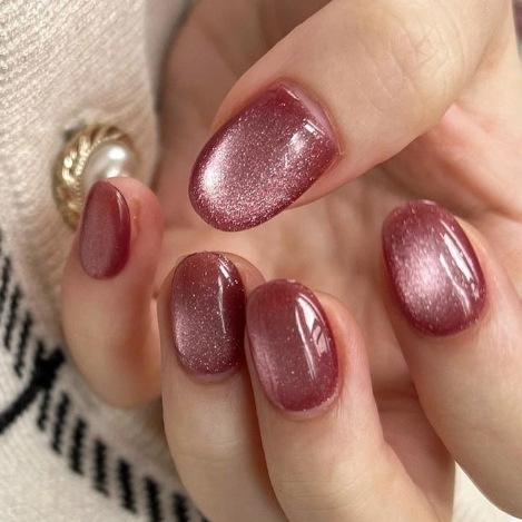 24Pcs Simple Almond Press On Nails Blush Design Short Oval Fake Nails Detachable Stick On False Nails For Women Manicure