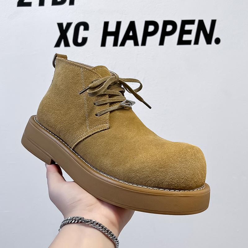 

2024 зимние новые ботинки Martin мужские высокие с большой головой бархатные уличные ретро-ботинки с толстой подошвой с усилением 4728-A 38 жёлтый