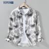 Men's Lyocell Linen Printed Long-Sleeve Shirt
