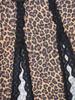 European Sexy Leopard Print Semi-Sheer Spaghetti Strap Long Dress Set