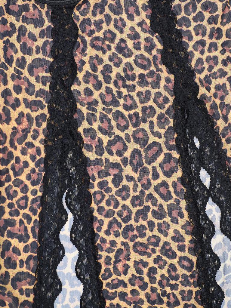 European Sexy Leopard Print Semi-Sheer Spaghetti Strap Long Dress Set