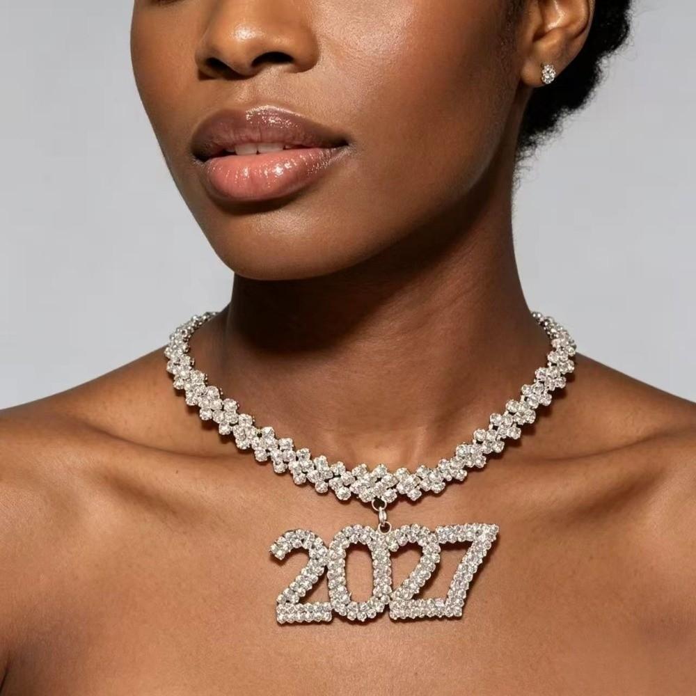 Exaggerated 2027 Number Pendant Necklace Aesthetic 2027 New Year Jewelry New Year's Eve Gift