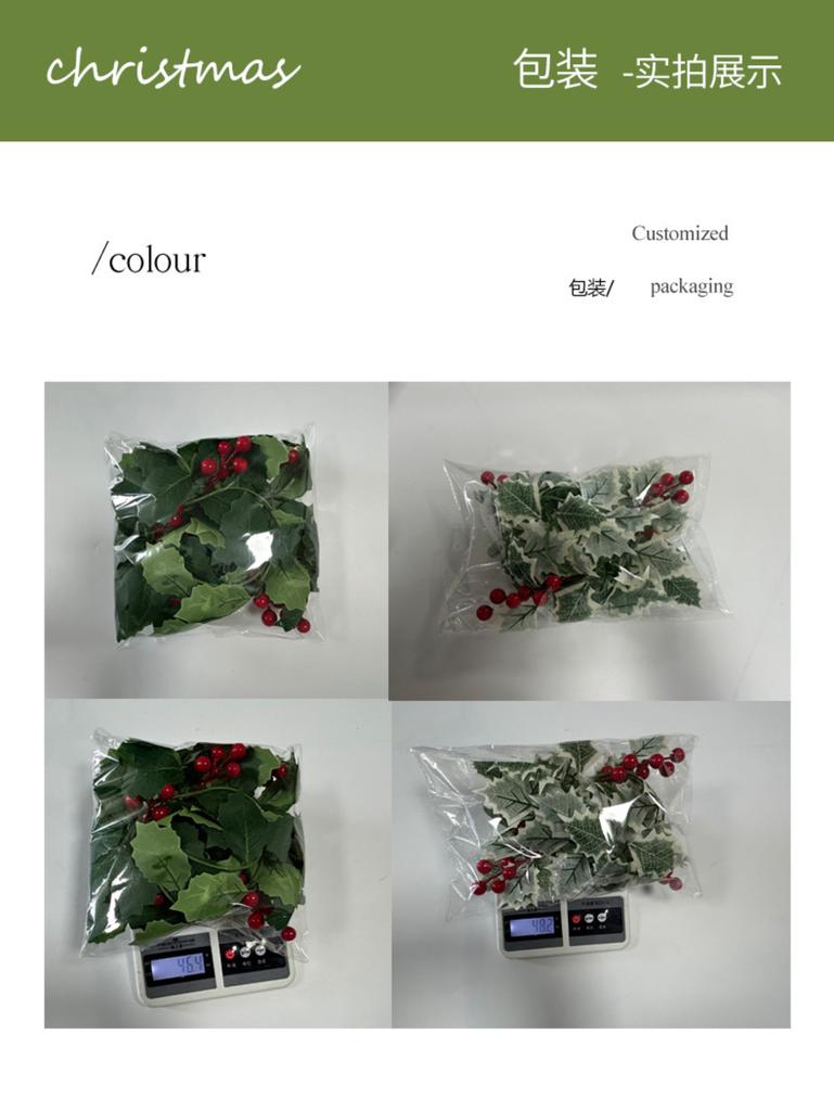 2pcs 2m Xmas Berry Holly Leaves Garland Christmas Faux Garland Winter Snowy Red Berries Hanging Vine For Christmas Wedding Party Decoration