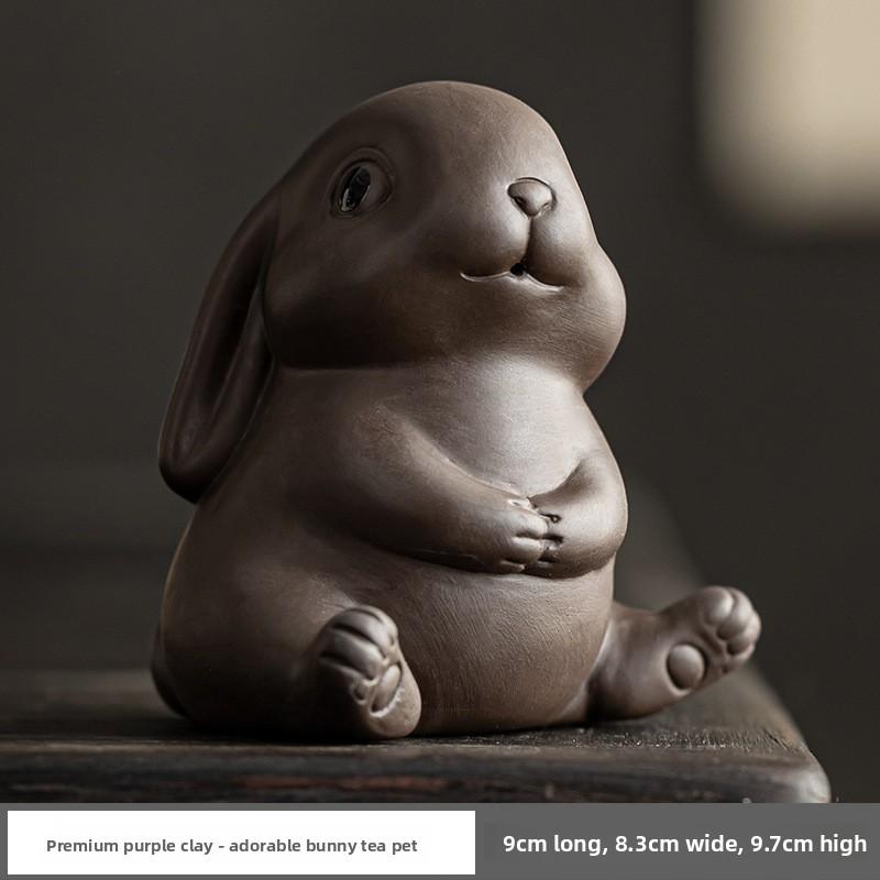

Rabbit Tea Pet Figurine Cute Ceramic Tea Set Accessories Chinese Tea Culture Decor for Living Room Office Desk Ornament