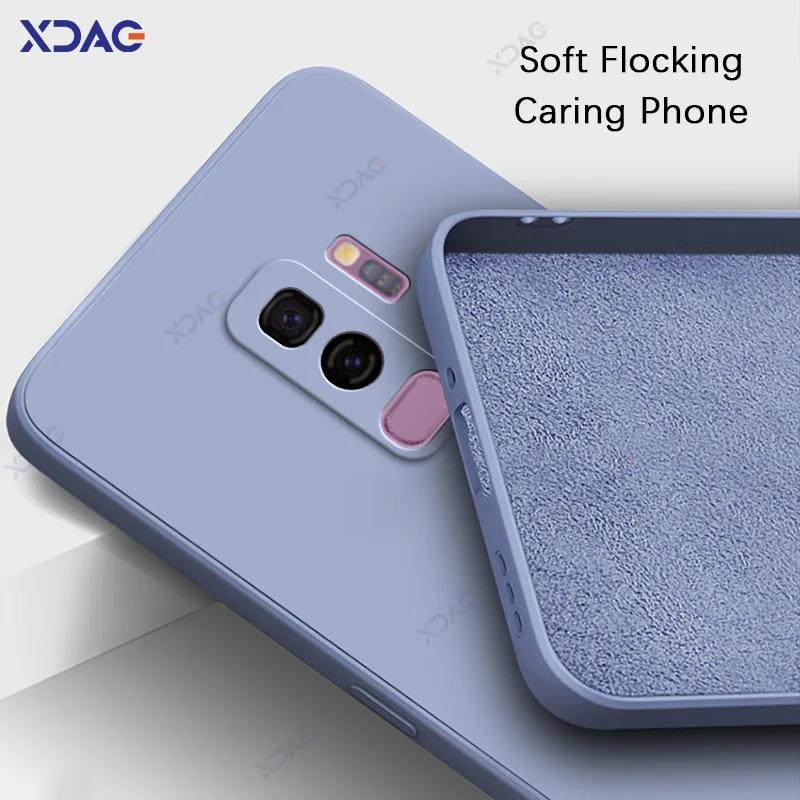 Luxus Quadratische Flüssigsilikon Hülle für Samsung Galaxy S9 Plus SamsungS9Plus 360 Weiche Handyhülle Wasserdicht Coque