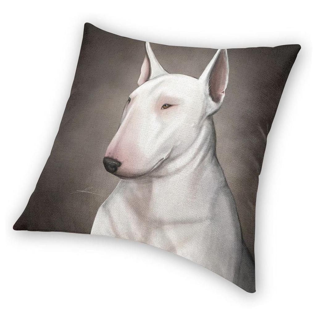 Bull Terrier Square Pillowcase Polyester Linen Velvet Pattern Zip Decor Throw Pillow Case Bed Cushion Cover 18"