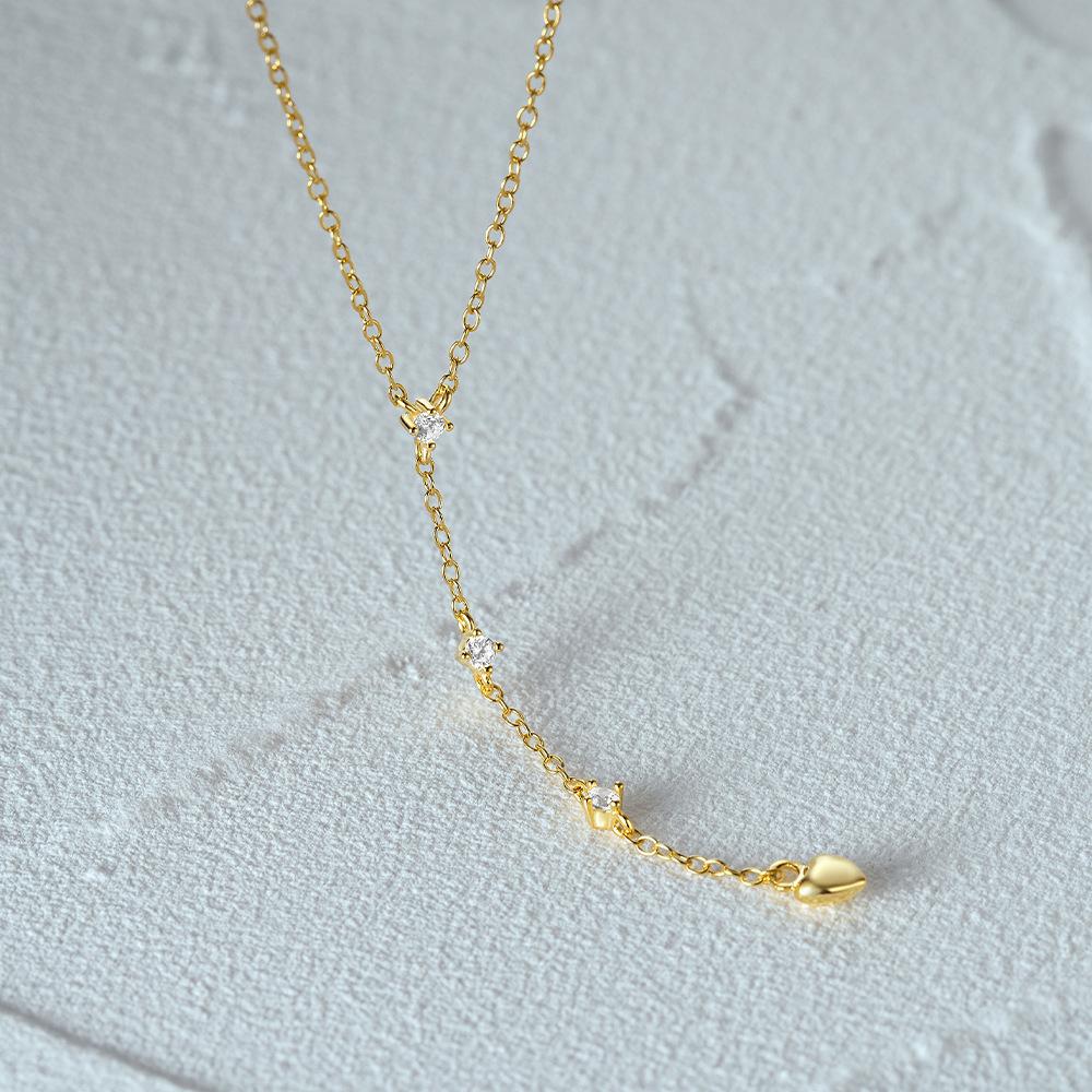 Diamond-encrusted love tassel Y-shaped collarbone necklace Japan and Korea INS wear collarbone chain