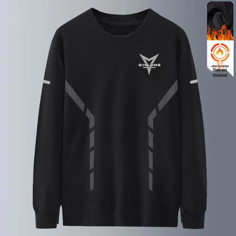 Men's Casual Velvet Hoodie - Winter Loose Fit, Round Neck, Long Sleeve Pullover In Black, White, Gray.