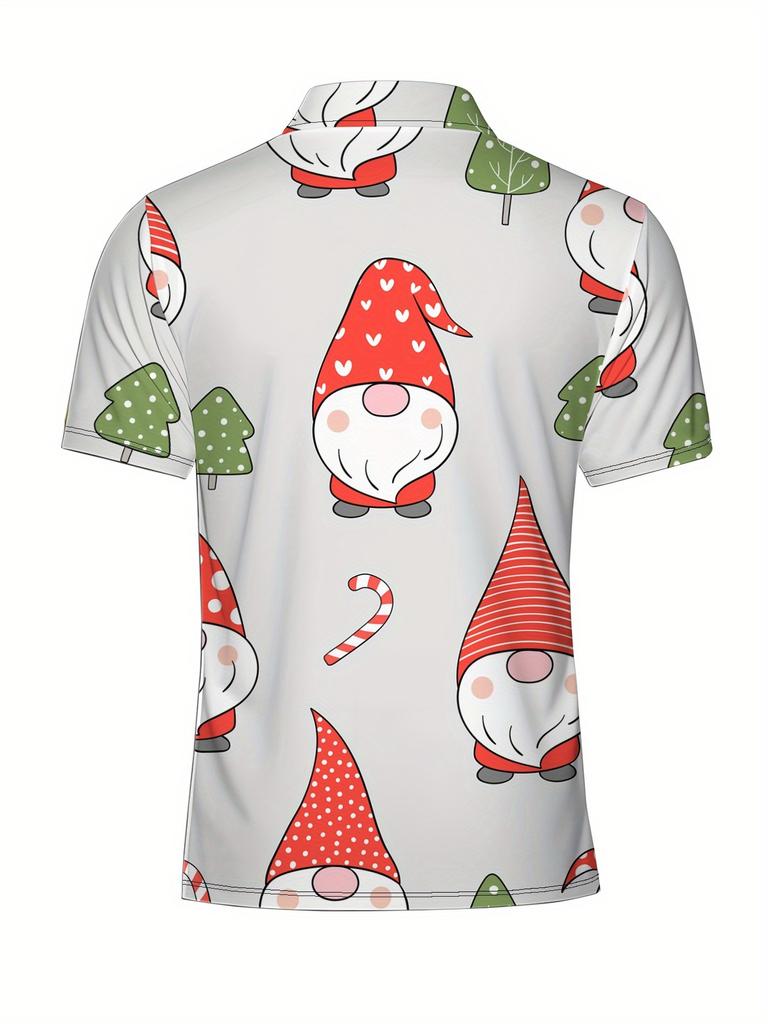 Christmas Print - Men'S Short-Sleeve Polo Shirt - Stylish And Easy Short-Sleeve, Buttoned, Casual Collar Polo Shirt, Fashionable And Versatile,