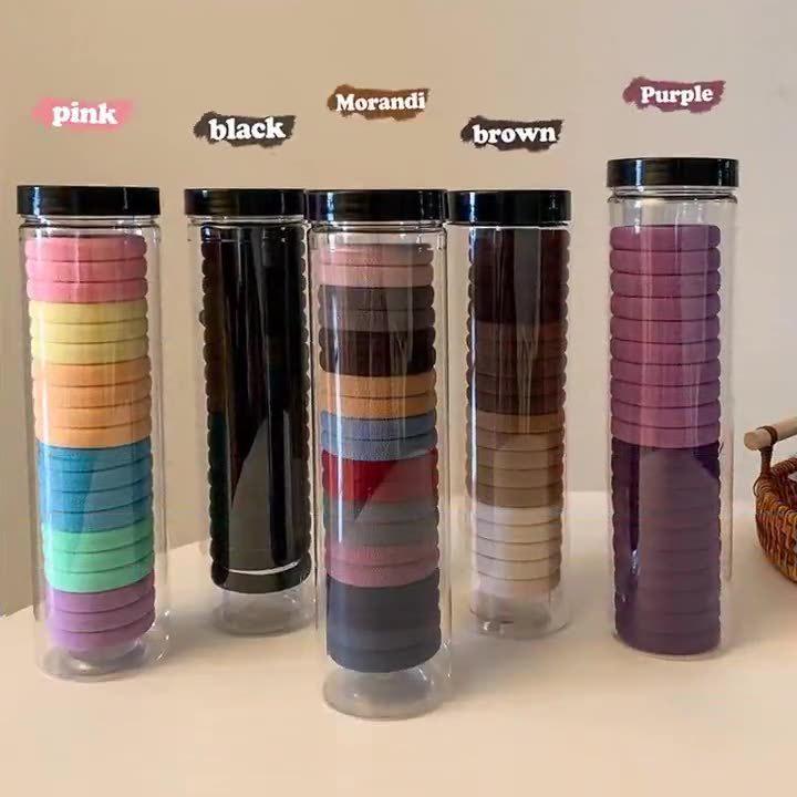 20-Pack Black Seamless Elastic Hair Ties for Women - Durable, Hair-Friendly Rubber Bands