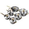 12-teiliges Küchen-Topf-Set aus Edelstahl mit goldenem Griff, glatt, robust, leicht zu reinigen, Kochgeschirr-Set für den Hausgebrauch