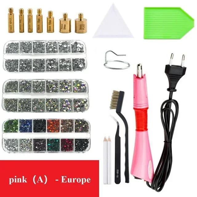 Rhinestones Applicator Kit, Bedazzler Kit with Rhinestones, Hot Fix Rhinestone Setter Tool Kit,Heat Fixed Machine Gun Set Fabric