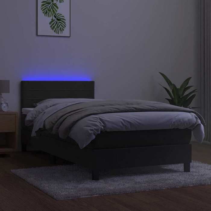 Maison Exclusive - Sommier à lattes de lit et matelas et LED Gris foncé 80x200 cm