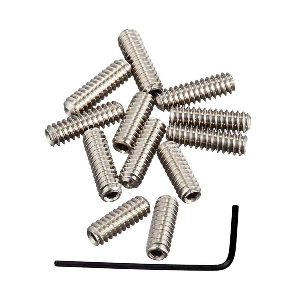 12 Stück Neue Metall-Steg-Sattelschrauben M3X10 Einstellschrauben für elektrische Einstellung Gitarrenzubehör Silberne Gitarren-DIY-Teile