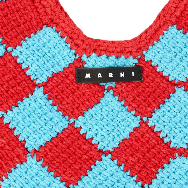 Marni Letter Patch Geometric Pattern Design Acrylic Tote Bag Kids bags Red Blue M00995M00RP0M430