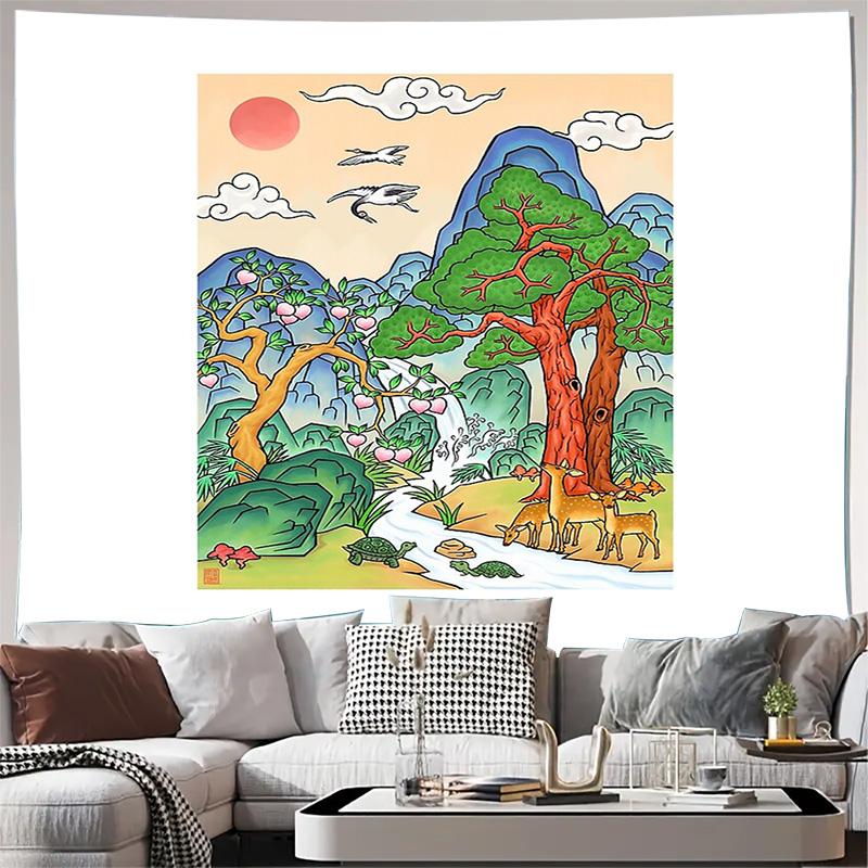 

Japanese Forest Tapestry Wall Hanging Zen Nature Decor Mountain Landscape Japanese Art Botanical Print Room Divider Home Decor S 74x94cm(29x37in)