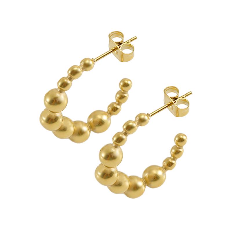 European and American Design: 18K Gold Titanium Steel C-Shaped Earrings for Women