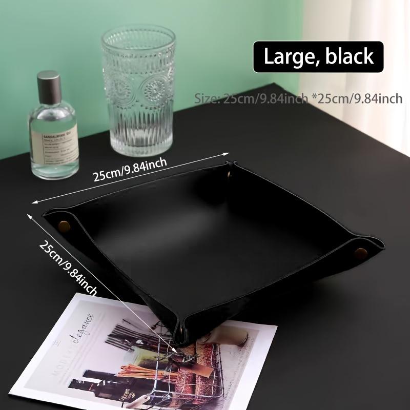 Tray Leather Nightstand Jewelry Tray Desktop Holder Box Leather Snap Tray Sundries Box for Dice Phone Sunglasses Catch All Trays