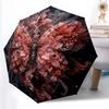1pc Sturdy 8-Bone Auto Umbrella, Elegant Pink Butterfly Golden Butterflies Umbrella, Digital Printed, Foldable Umbrella for On-the-Go Outdoor Use