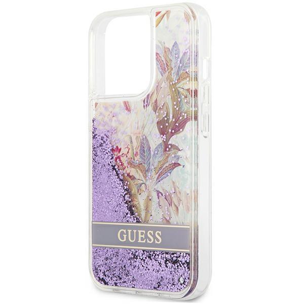 Guess Guhcp13Llflsu Iphone 13 Pro / 136,1 Fioletowy/Purple Hardcase Flower Liquid Glitter