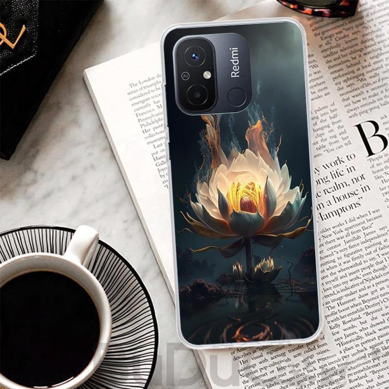 Buddhist Fire Lotus Cover For Xiaomi Redmi 13 13C 14C 12 12C 10 10C 9 9C 9T 9A Phone Case 10A 8A 8 7A 7 6A 6 K80 K70 K60 K20 K40