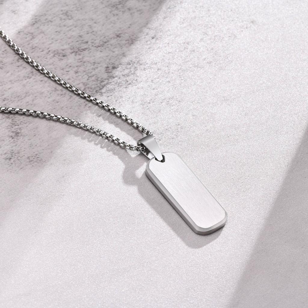 Vnox Mens Silver Color Bar Necklaces, Geometric Stainless Steel Pendant with Box Chain, Minimalst Metal Jewelry Gift for Him