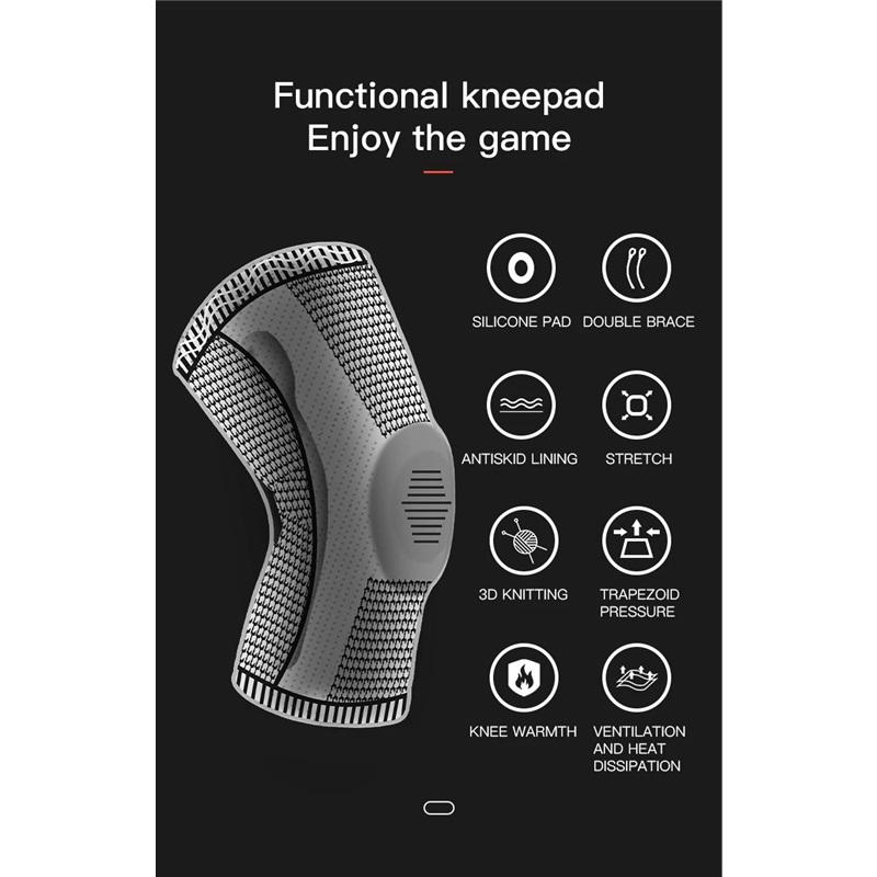 1PC Silicone Knee Pads Strap Patella Medial Support Meniscus Compression Knee Braces for Running Sport Knee Protection