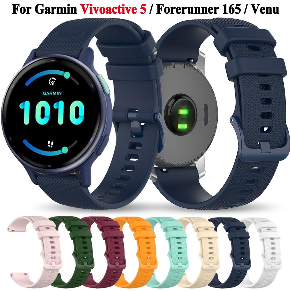 18mm 20mm Silikonový řemínek na hodinky Pro Garmin Vivoactive 5 3 4S Forerunner 165 645 245 55 Náramek Pro Venu 3S 2S Sq 2Plus Náramek