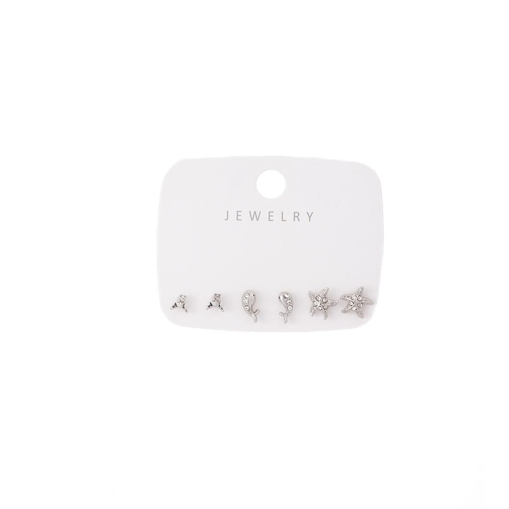 Starfish Diamond Fish Tail Simple Stud Earrings Sweet Lady Design Earrings Temperament Six-Piece Earrings
