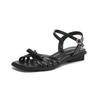 Summer women's flat-soled sandals Korean version of the new one-word sandals with rubber soft sole buckle large size shoes solid color round head
