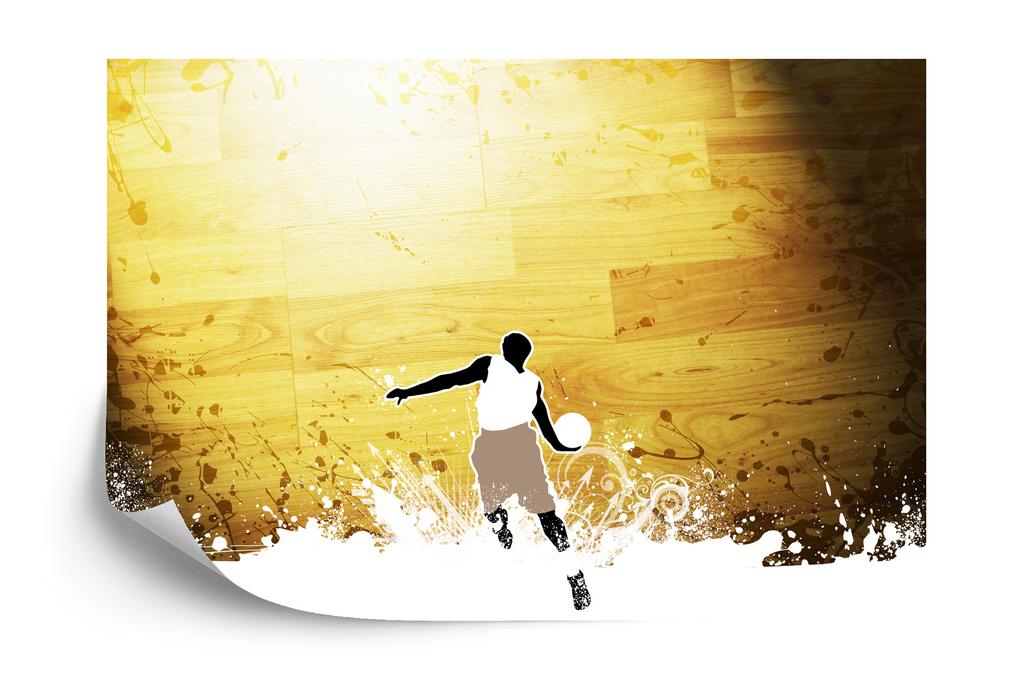 Photomural Basketball Player On A Background Of Planks Structural Vinyl 104x70.5