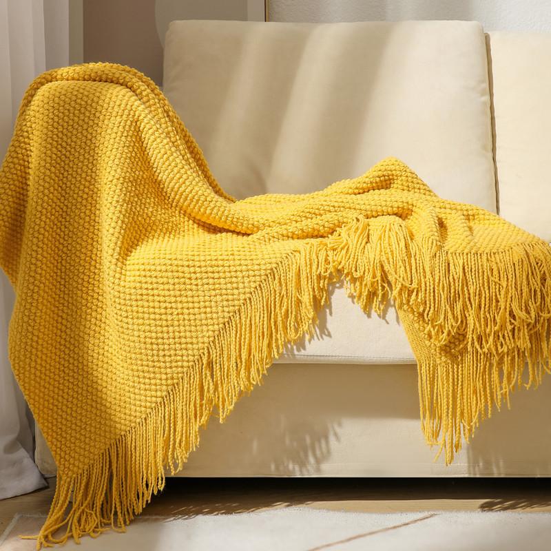 Thickened Solid Color Pineapple Plaid Tassels Blanket Sofa Cover Aircraft Blanket Air Conditioning Blanket Dustproof Cover Cloth